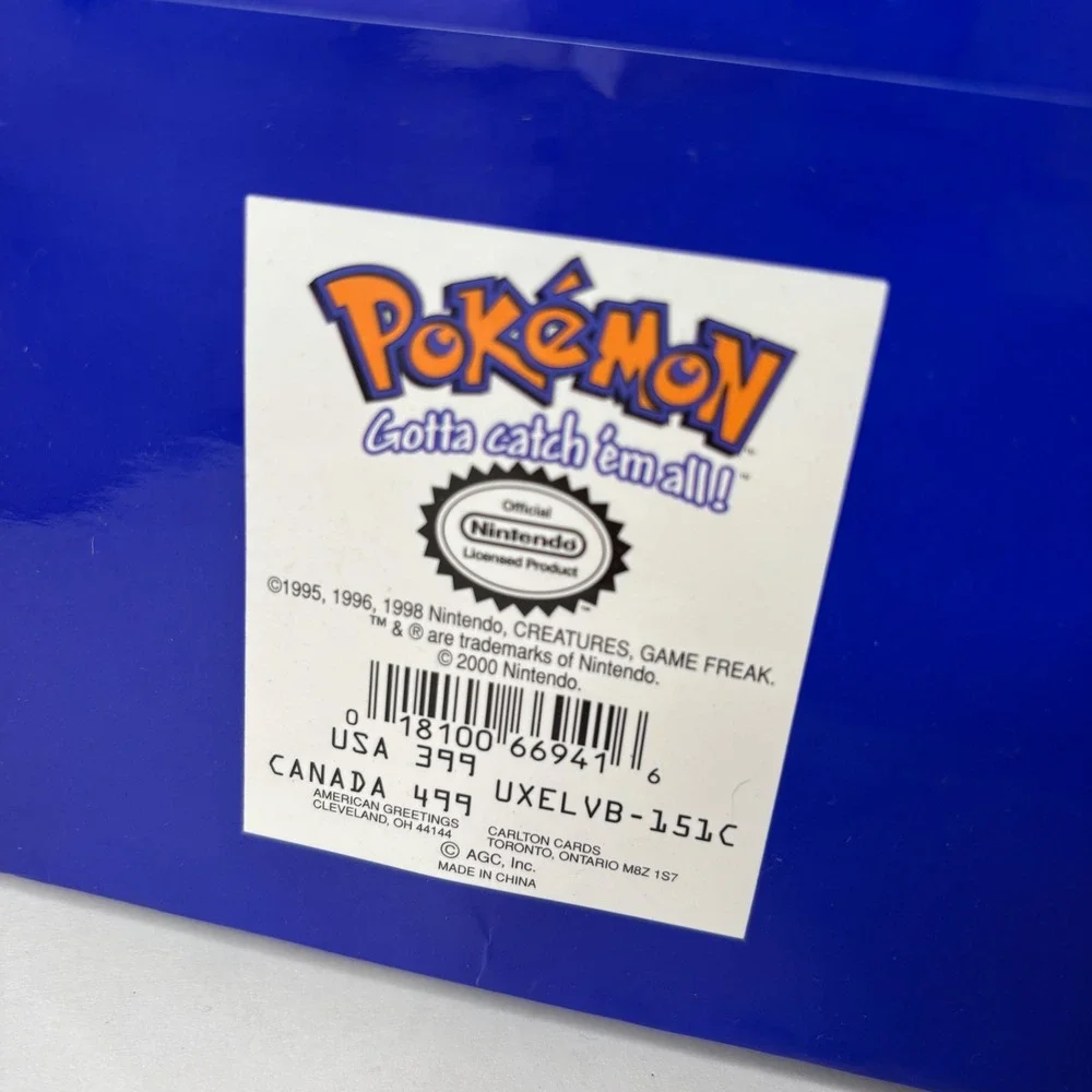 Vintage Pokemon Happy Holidays Gift Bag Blue Pokemon Characters‎ 2000 Retro